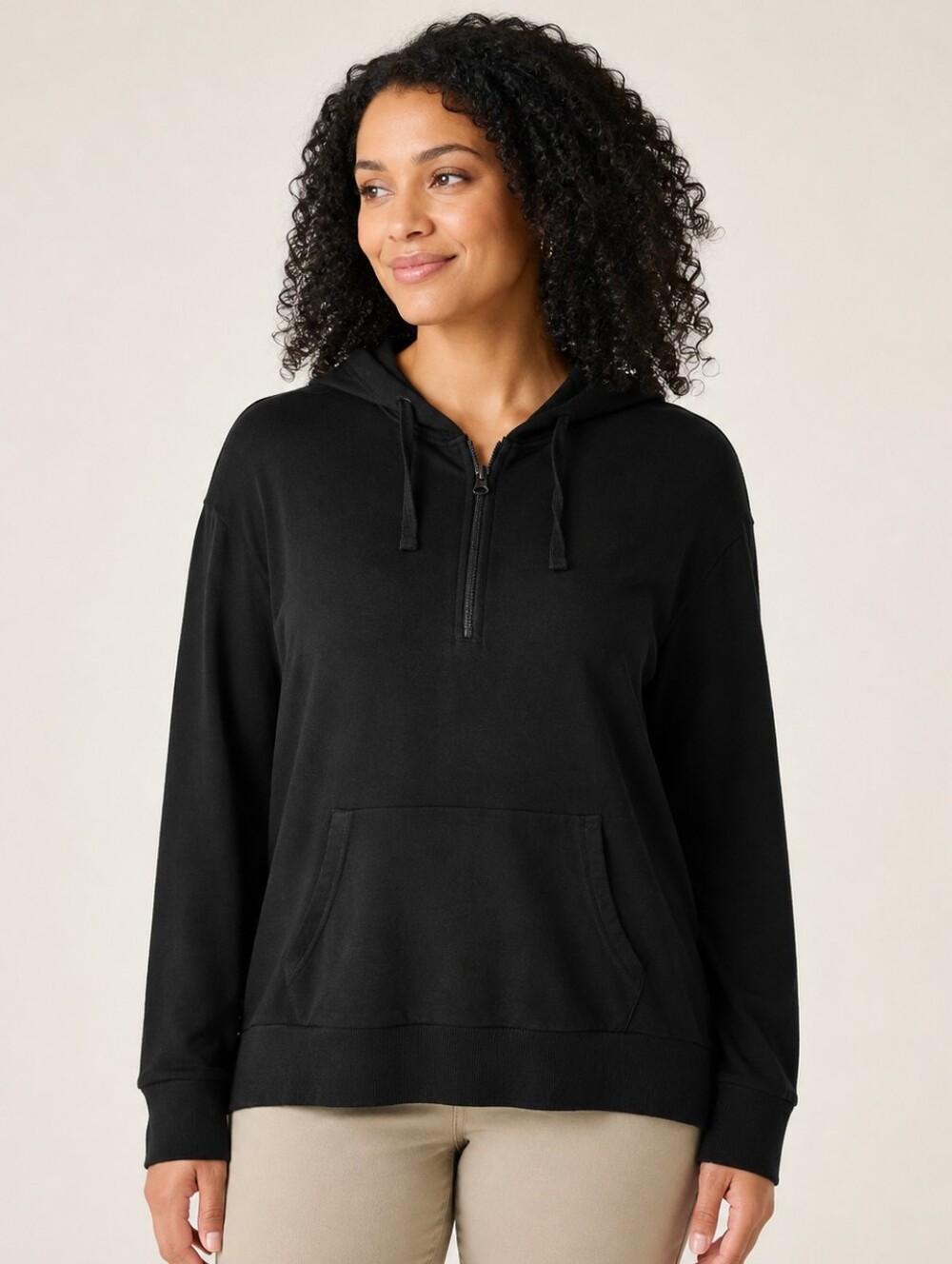 Mountain Warehouse Bamboo Half-Zip Hoodie Black Women US 12